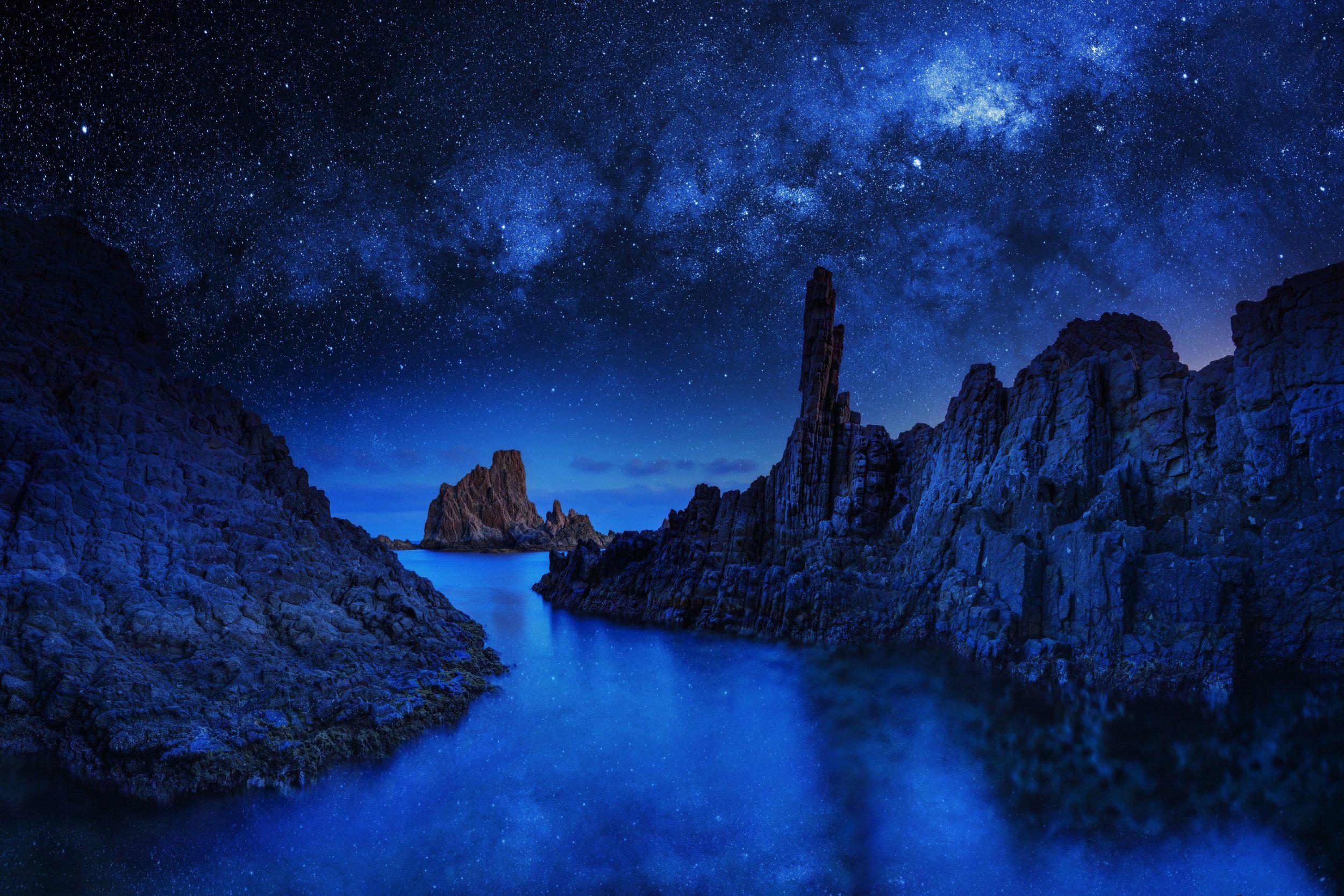 Free Desktop Starry Night Wallpaper | PixelsTalk.Net