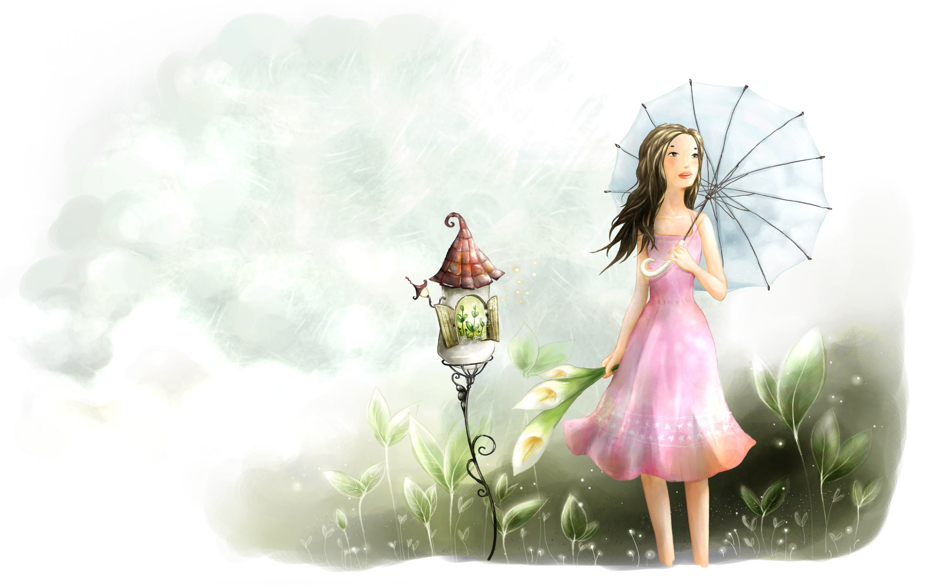 Девушка с зонтиком бесплатно