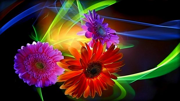 3d wallpapers colorful abstract flowers wallpaper.