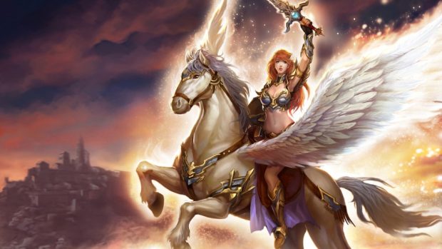 Angel warrior fantasy wings Pegasus Hd wallpaper.