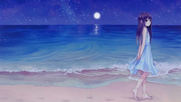 Anime Girl on beach wallpaper.