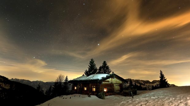 Beautiful Winter Night Wallpaper Free Download.