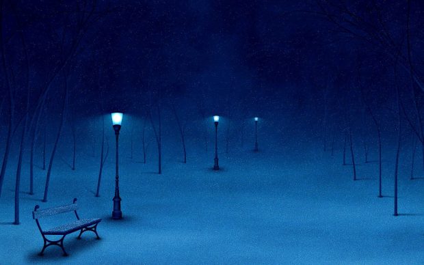 Blue Winter night wallpaper