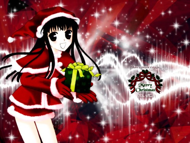 Christmas Rad anime girl wallpaper.