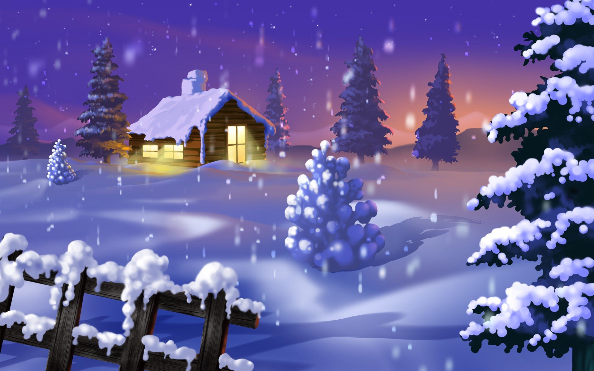 Beautiful Winter Night Wallpaper | PixelsTalk.Net