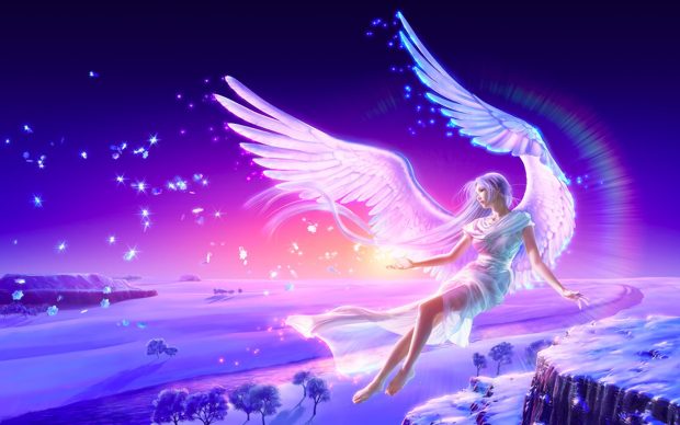 Cute Anime Angel wings Wallpaper.