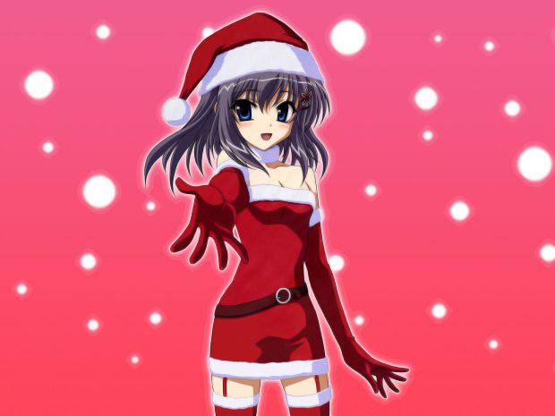 Cute Christmas Anime Girl.