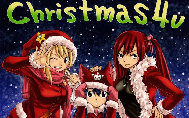 Fairy tail Anime christmas wallpaper HD.