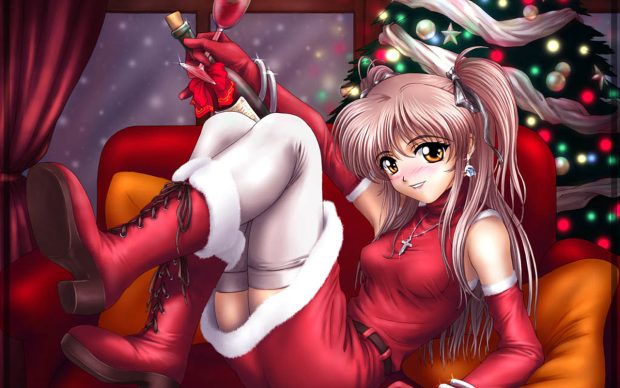 Hot Anime Grils Christmas Wallpapers Free Download.