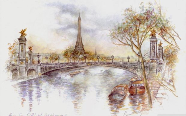 Paris drawing hd wallpaper high definition fullscreen.