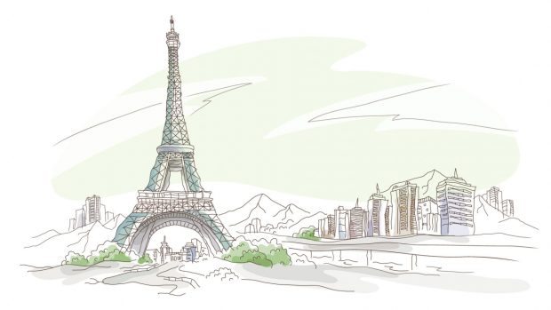 Paris pen and pencil drawing wallpaper hd widescreen.