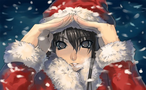 Snow brown eyes Christmas anime girls HD Wallpapers.