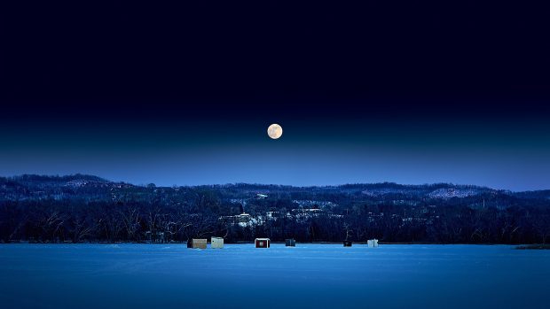 Winter Night In Moonlight Wallpaper Full HD.