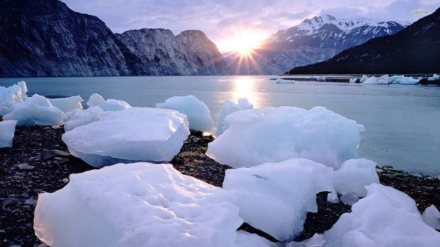 Winter snow wallpaper on the river