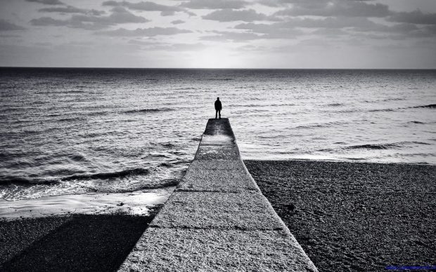 Alone Boy HD Wallpaper Black and White.