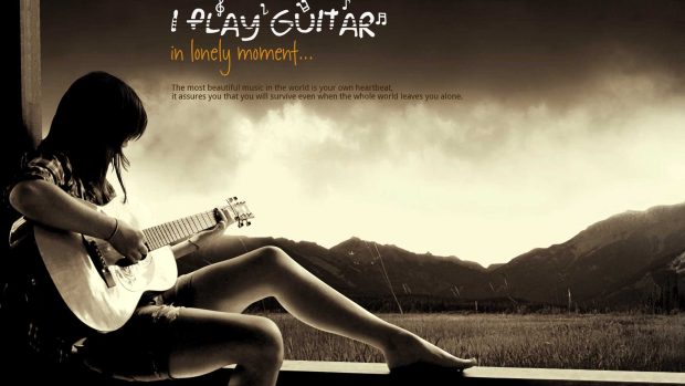 Alone Girl Play Guitar HD Wallpapers Free Download.