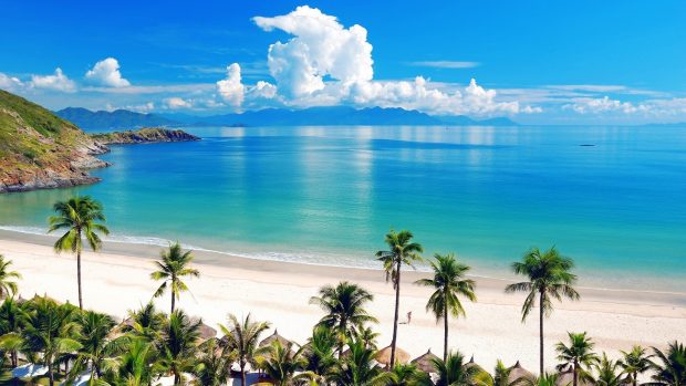 Beach And Blue Sea Wallpaper Download Full HD.