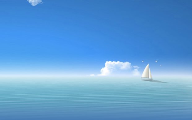 Blue sea ship sky wallpaper.