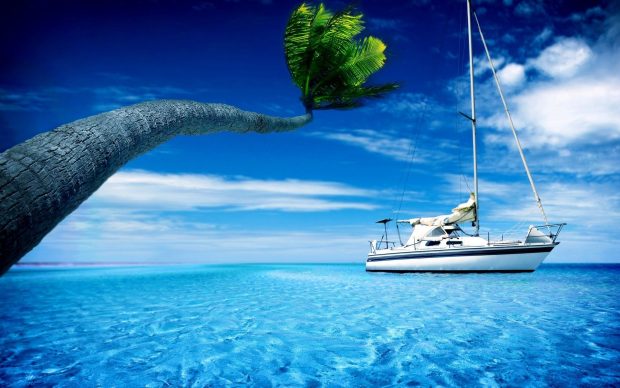 Boat in blue sea HD wallpaper Download free.