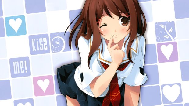 Cute Anime Girl Wallpaper Kiss me.