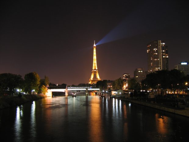 Eiffel tower and the seine at night