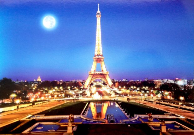 Eiffel tower with the moon