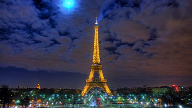 Eiffel tower Paris France at night hd wallpaper