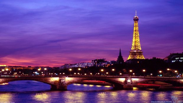 Eiffel tower and seine river at night wallpaper