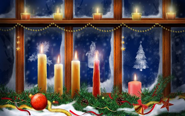 Christmas lighting candles wallpaper