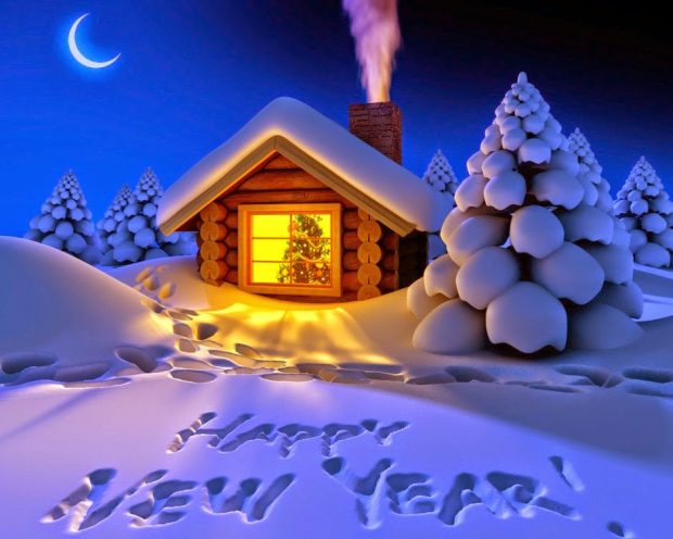 Happy New Year 2016 Snow Fall Night HD wallpaper
