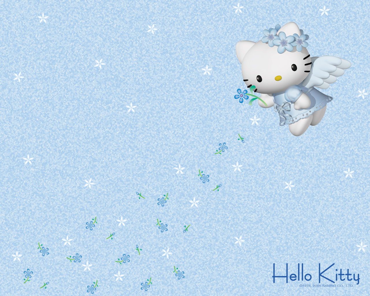 Wallpaper Hello Kitty on White Background Licensed by Sanrio