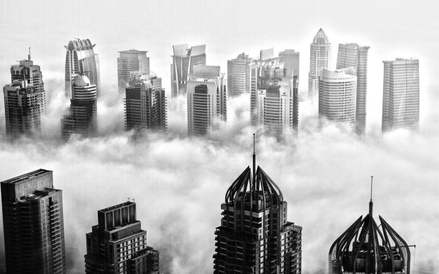 Black and white city wallpaper from dubai.