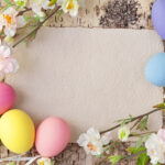 Easter Background with Eggs and Spring Branches