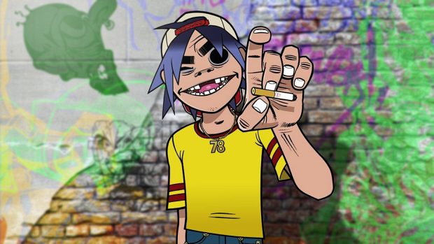 Gorillaz sigarette arm wall Graffiti Background