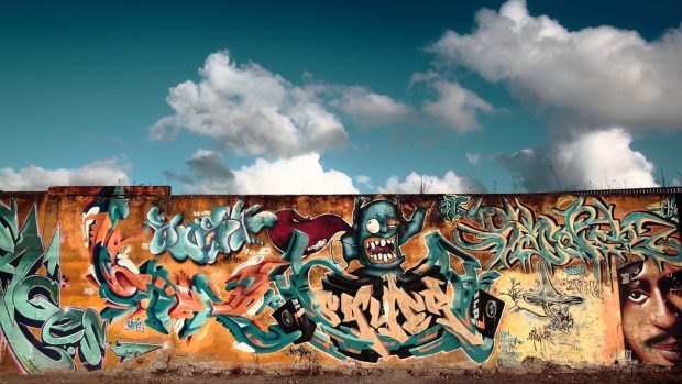Graffiti wall city colorful