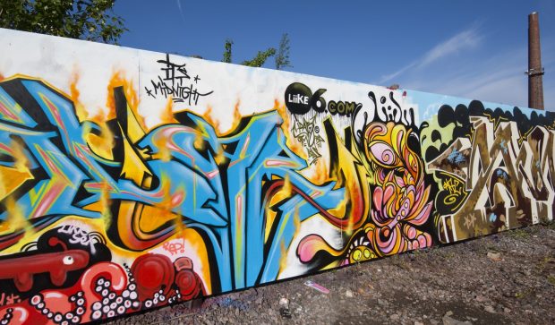 Graffiti wall long graffiti wall background
