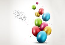 Modern Easter background with colorful eggs