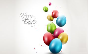 Modern Easter background with colorful eggs