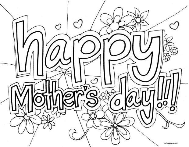 Happy Mothers Day Card Black And White.