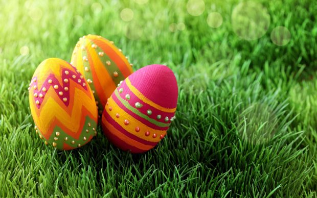 Holiday Eggs Easter Painted Grass Spring Easter Wallpaper