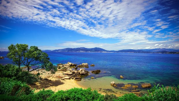 Mac Background Desktop Beach sky sea beautiful scenery.