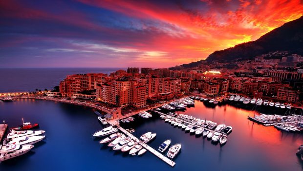 Monaco Sunset Free Wallpaper HD.