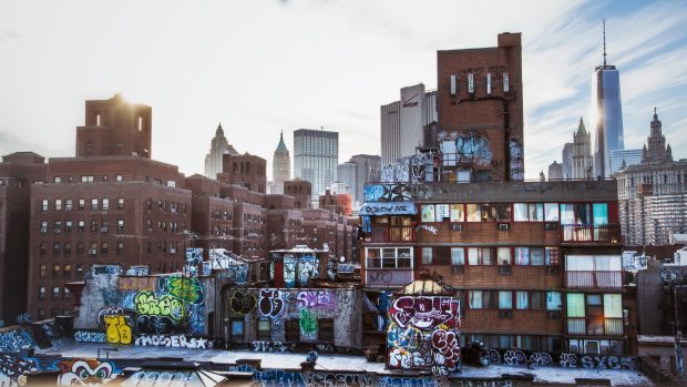 New york city urban layers graffiti wallpaper download free