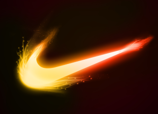 Nike Logo Fire Background free download