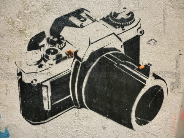 Single Lens Reflex black and white graffiti wallpaper