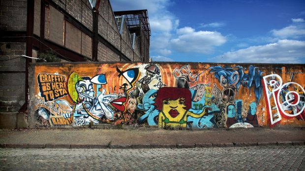 Wallpaper Graffiti Road Sky City