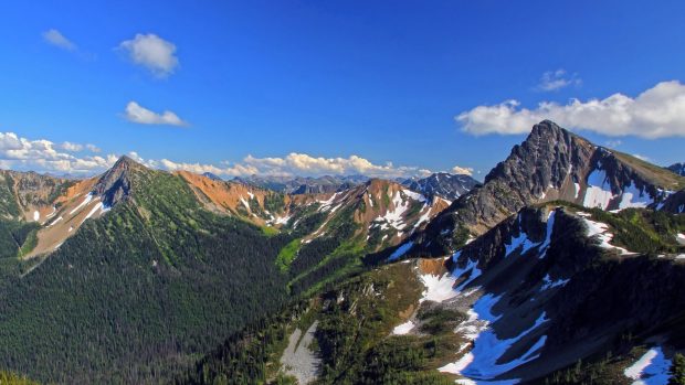 Wallpaper for Mac usa mountains lake trees snow sky.