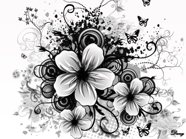 black and white flower wallpaper dowload free.