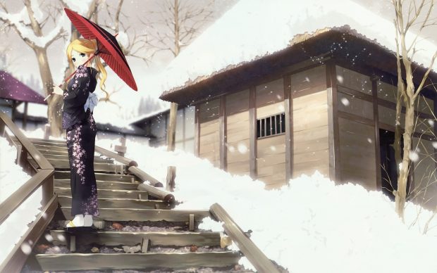 Anime Cute Winter Girl Wallpapers HD.