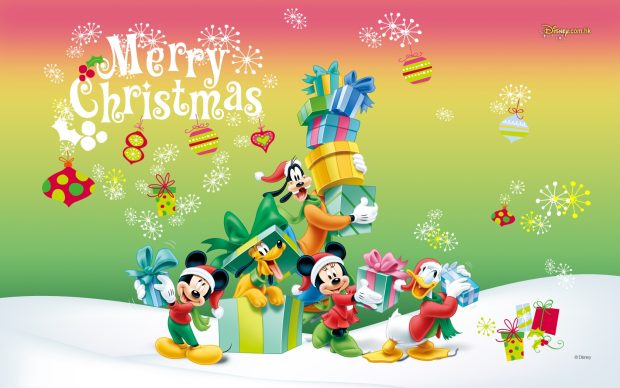 Mickey Mouse All Characters Christmas Wallpaper.